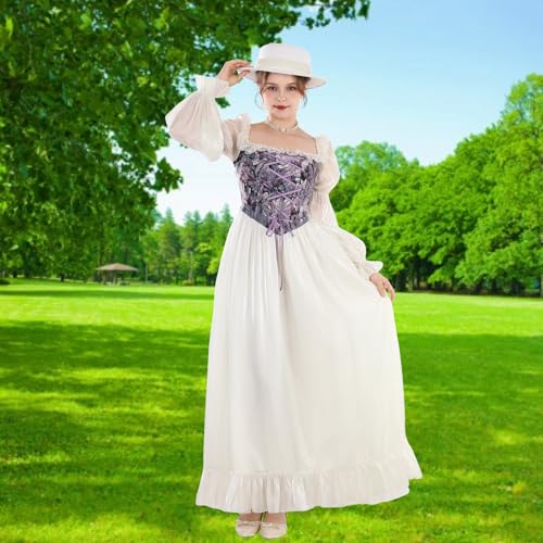 Image of NSPSTT Women Girls American Pioneer Colonial Dress Prairie Costume