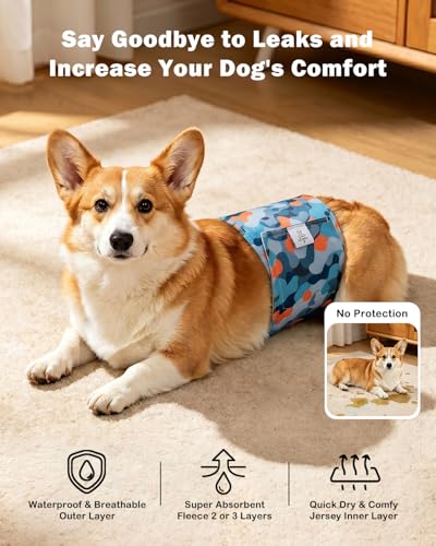 Image of CuteBone Dog Diapers Male Belly Bands 3 Pack for Male Dogs Reusable Puppy Wraps