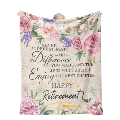 Psspotgj Retirement Gift for Woman Retirement Blanket for Women/Men 2026 Farewell Gifts for Coworkers Going Away Goodbye Present for Mom Teacher Nurse Throws Blankets 60x50
