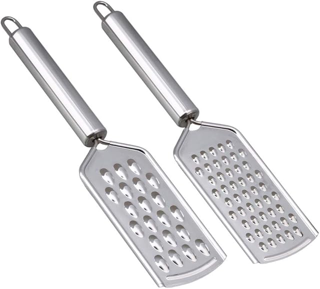 2PCS Kitchen Grater, Cheese Grater Fine Grater for Kitchen with Handle and Razor-Sharp Stainless Steel Blade and for Chocolate, Cheese, Carrot, Ginger, Coconut, Nuts