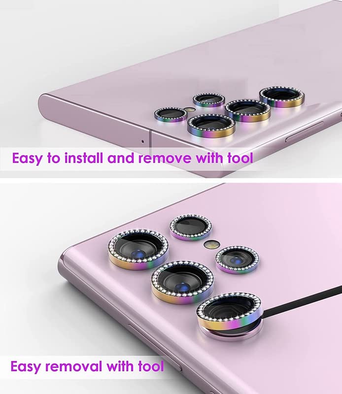 Image of 9H Camera Lens Protector Tempered Glass Compatible For Samsung Galaxy S23 Ultra [Pack Of 5] High Definition Anti-Scratch Ring Film for (Samsung Galaxy S23 Ultra, Purple Diamond)
