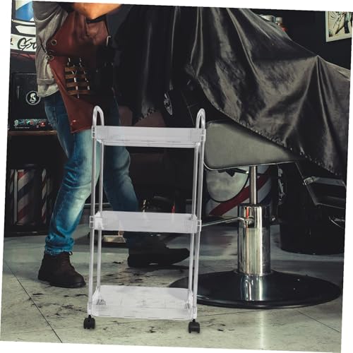 Chariot de rangement multifonction 3 niveaux à roulettes gris compact