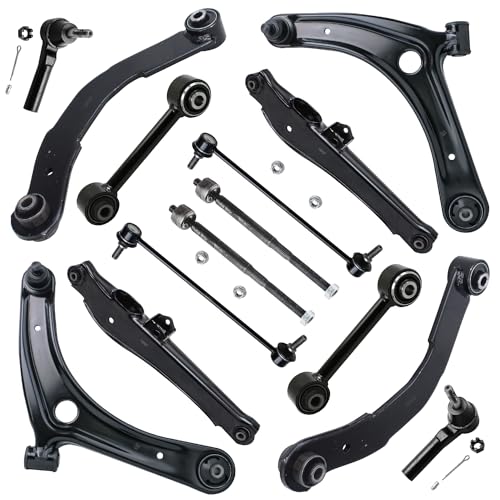Image of Detroit Axle - 14pc Front End Suspension Kit for 09-12 Dodge Caliber, 07-15 Compass Patriot, Tie Rods Sway Bars Front and Rear Control Arms 2009 2010 2011 2012 Replacement
