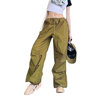 Parachute Cargo Pants for Women Drawstring Elastic Low Waist
