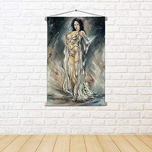 Image of ArtzFolio The Girl Vampire Satin Fabric Painting Tapestry | Scroll Art Hanging 24.2 x 34.2 inch (61 x 87 cms)