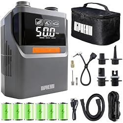 Niphean Paddle Board Electric Pump with Battery 50 PSI Rechargeable Air Pump Dual Stage Auto Inflation&Off 12V DC Car Connector Portable SUP Pump for Stand Up Paddle Board, Kayak, Tent and Tires