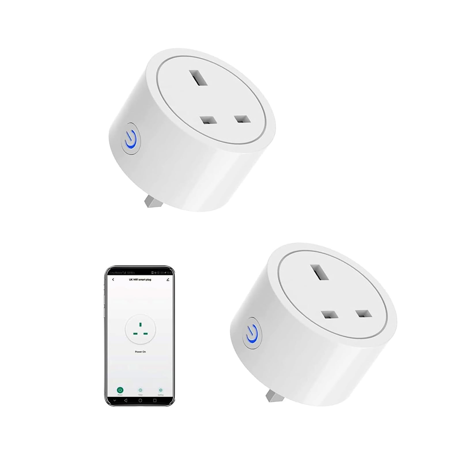 Jinvoo Smart Plug, WiFi Plug, Smart WiFi Socket, Smart Socket, Alexa Socket, Energy Monitoring, Compatible with Alexa and Google, Smart Life, No Hub Required, 2 Packs