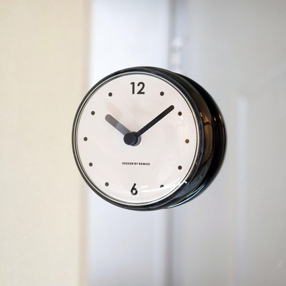 Reloj de pared silencioso de cuarzo con ventosa, 7,5 cm, impermeable, antivaho, pequeño reloj de espejo de baño para ducha, cocina, cocina, uso con soporte de ventosa y esfera para leer, hogar