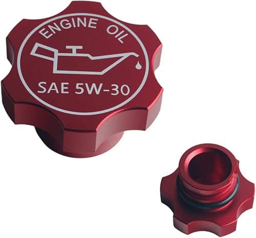 DEWHEL Tapa de llenado de aceite de motor de aluminio color rojo compatible con GM 1992-2018 Número de referencia FC208 FC242 FC219 FC243 FC252