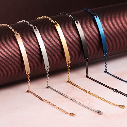 MeMeDIY Personalized Bracelet Customized Engraving Name/Date/Coordinates for Women Girlfriend Best Friend Stainless Steel Ankle Link Birthstone Bar Bracelet with Adjustable Chain Bridesmaid Gift4