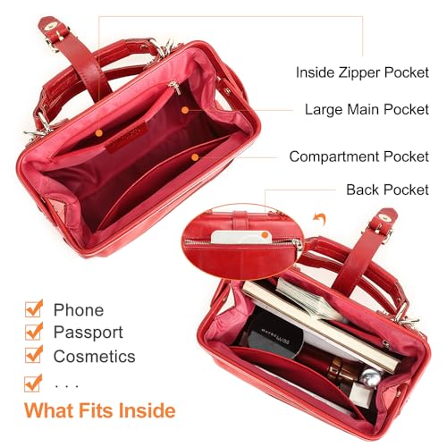 Image of CONTACTS Full Grain Leather Doctor Purse Bag for Women Top Handle Bag Vintage Handbag Shoulder Bag