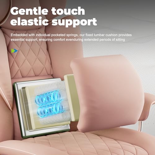 COMHOMA Big and Tall Office Chair, High Back Leather Gaming Chair with Footrest, Executive Ergonomic Office Chairs with Pocket Spring Lumbar Support and with Outward Fixed Soft Armrests