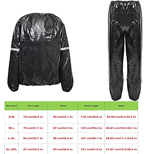 Heavy Duty Sauna Suit For Women Men Exercise Weight Loss Gym Fitness Workout Reflective Trim Sweat Sauna Suit (Black, Small-Medium)