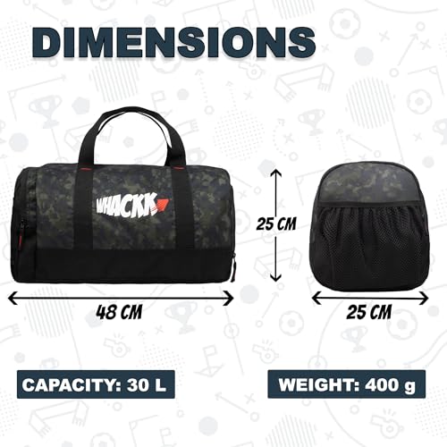 Image of Whackk Cardio Wild Moss 31L Gym Duffle Bag|Separate Shoe Pocket|Dry Wet Pocket|Multipurpose Carry Bag|Adjustable Strap|Lightweight Sports Kit|Unisex Bag|Fitness /Workout /Training /Sports /Travel
