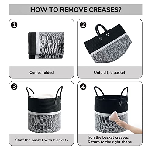 Chicvita Large Storage Basket For Shoes, Black Woven Rope Basket For Blanket, Clothes, Towel, Yoga Mat, Shoe Basket For Entryway, Cloth Laundry Basket Storage, 16 X 16 X 16 Inches #TOP6