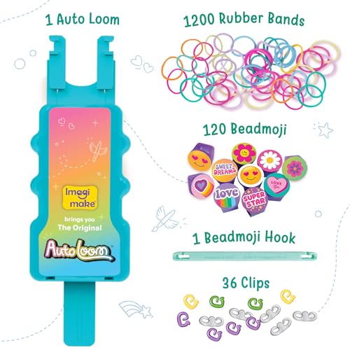 Image of Imagimake Rainbow Loom Beadmoji Bracelet Making Kit | 1200+ Colourful Bands & Beadmoji Beads with Auto Loom Tool | DIY Art & Craft Kit | Creative Gift for Kids 7+