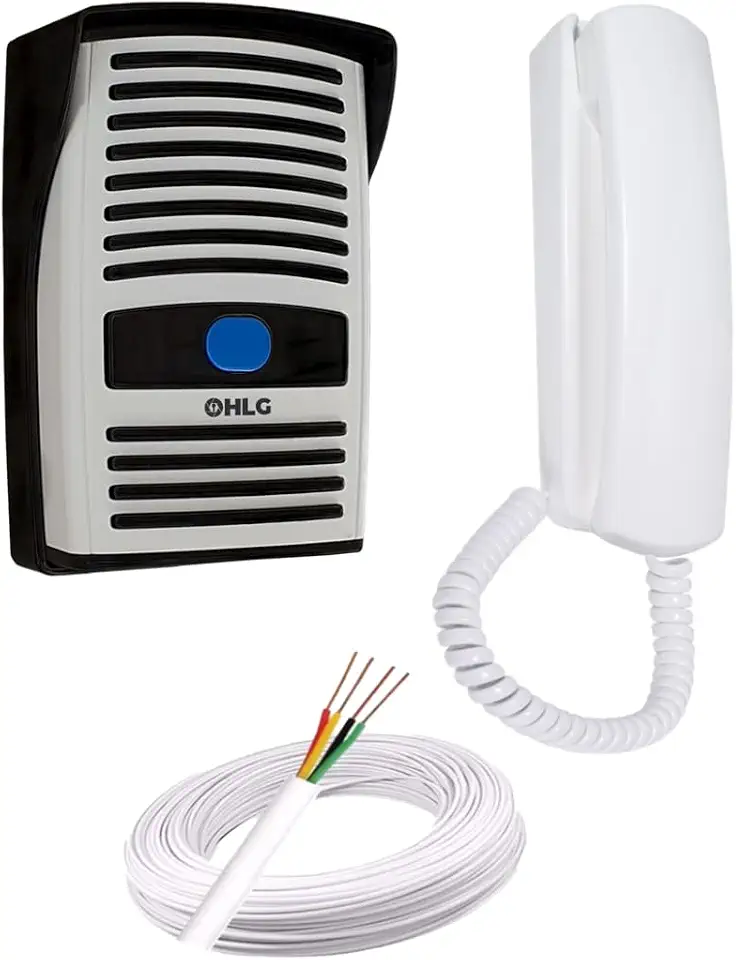 Kit Porteiro Eletrônico Interfone Residencial com 50mt Cabo Instalação, 110V/220V |Abre Fechadura Elétrica, Resistente a Sol e Chuva,