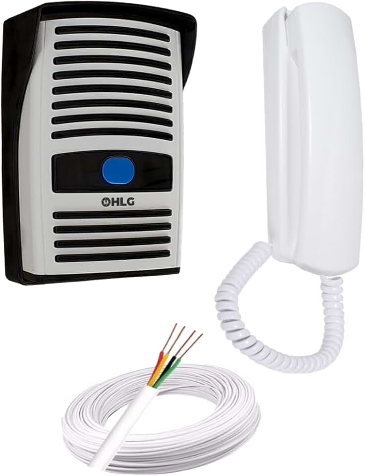 Kit Porteiro Eletrônico Interfone Residencial com 50mt Cabo Instalação, 110V/220V |Abre Fechadura Elétrica, Resistente a Sol e Chuva,