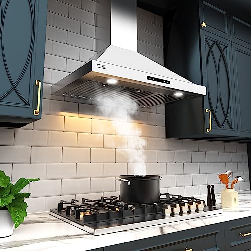 Empava 30 In. 380 Cfm Wall Mount Range Hood With Ducted Exhaust Vent Soft Touch Controls-3 Speed Fan-Permanent Filter-Leds Light In Stainless Steel, 30 Inch, Silver #TOP2