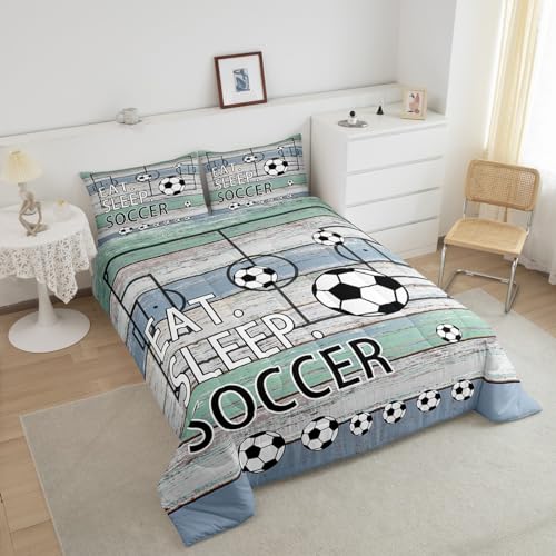 Image of Feelyou Soccer Comforter Set Football Bedding Twin for Kids Teens