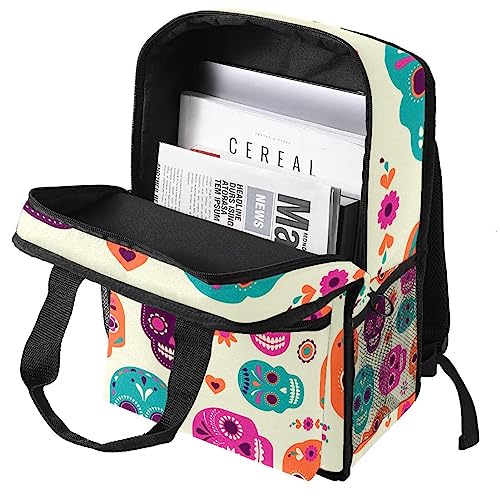 Sac à dos pour garçons tête de mort mexicaine réglable multicolore