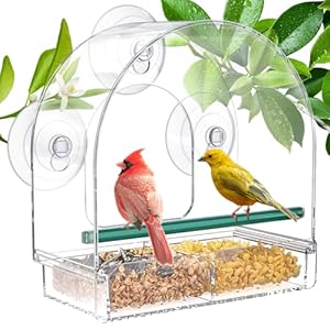 Window Bird Feeder for Outdoors, Transparent Bird Feeders Window Mounted with Strong Suction Cups, Clear Bird House, Outside burd, Oriole, Finch Bird Watching for Garden, Yard