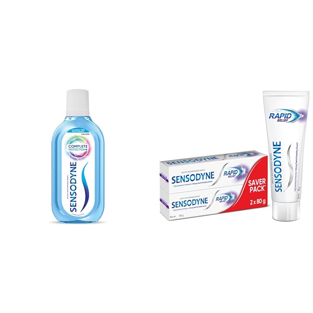 Sensodyne Mouthwash Complete Protection+ | Alcohol-free All-in-One Mouth Wash for Sensitivity Prot | Sensodyne Toothpaste Rapid Relief | Fast Sensitivity Relief Tooth Paste Combo Pack - 160gm (80gm x-image-28