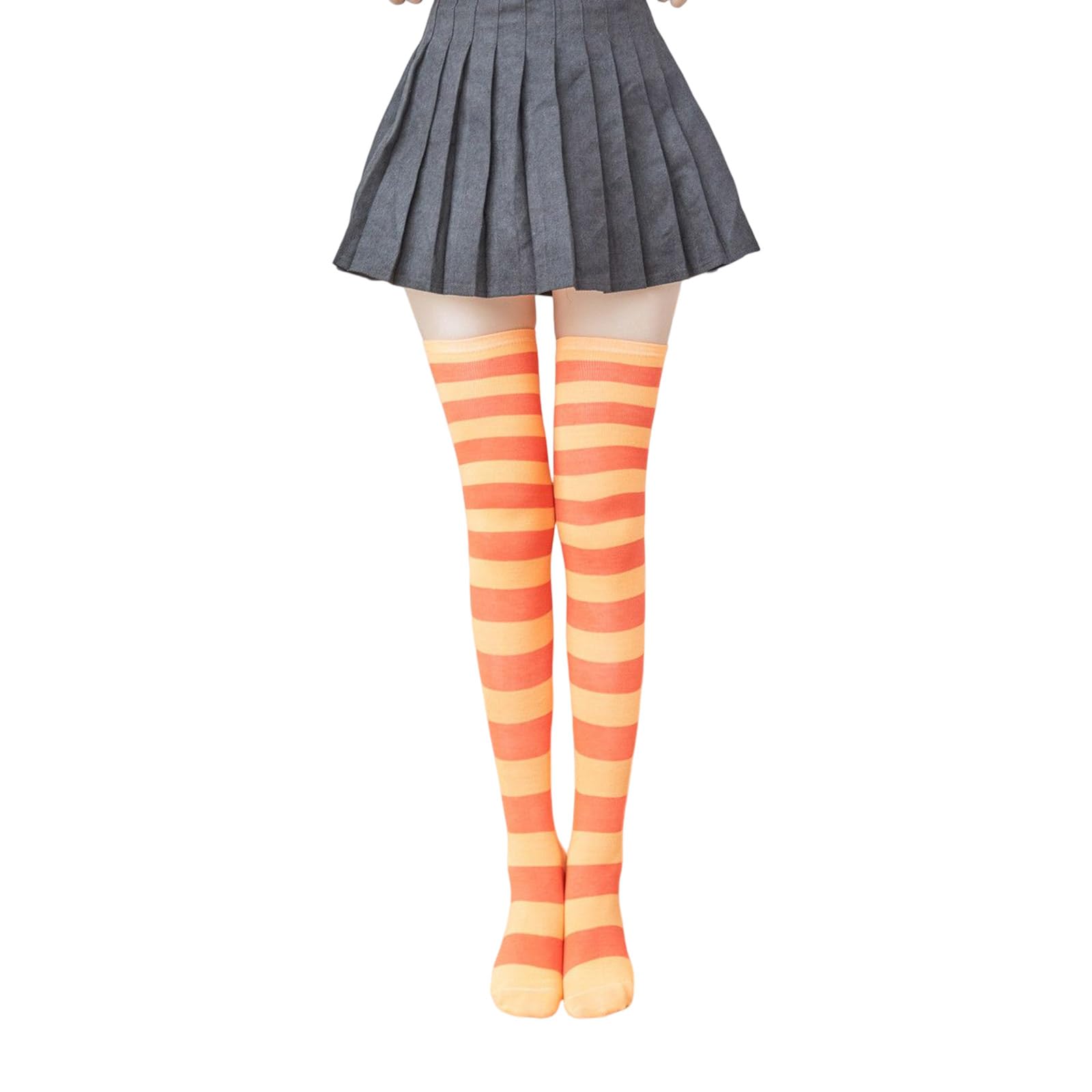 Maxtonser Thigh High Socks for Women Girl Long Socks Colorful Stripe Socks over the Knee Hosiery Sock Polyester Stocking