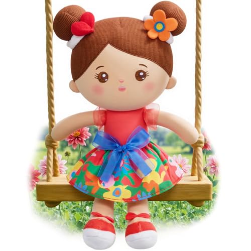 Image of OUOZZZ Soft Plush Baby Doll 12.6 Inch, Brown Skin Snuggle | Perfect Birthday Toy & Gift for 1 Year Old Girls, Cuddly Companion Suitable for Infants & Toddlers