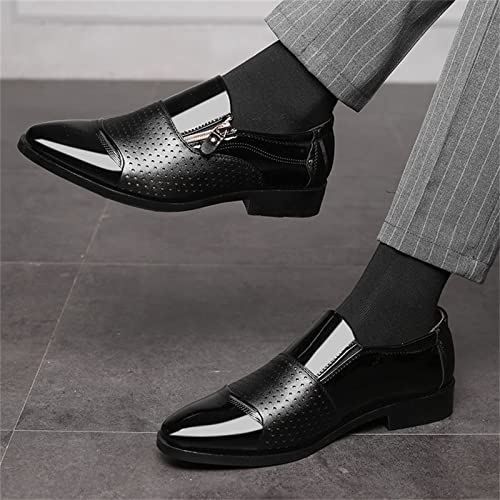 Mocasines casuales para hombre bicolor: zapatos de piel sintética con cremallera 4