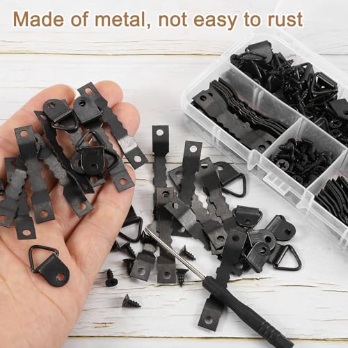 Image of uxcell 251Pcs Picture Hangers Kit, Picture Frame Hook, Frame Backing Fasteners Hardware for Hanging Clock Paintings Pictures, Black