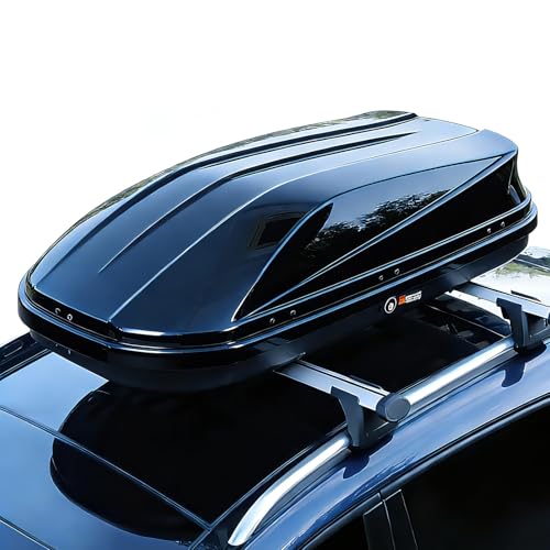 Rooftop Cargo Box Carrier, 17 Cu ft Hard Shell Rooftop Cargo Carrier - Dual-Side Opening, Universal Car/SUV Fit, Waterproof ABS Material, 165Lbs Capacity w/Secure Straps & Keys