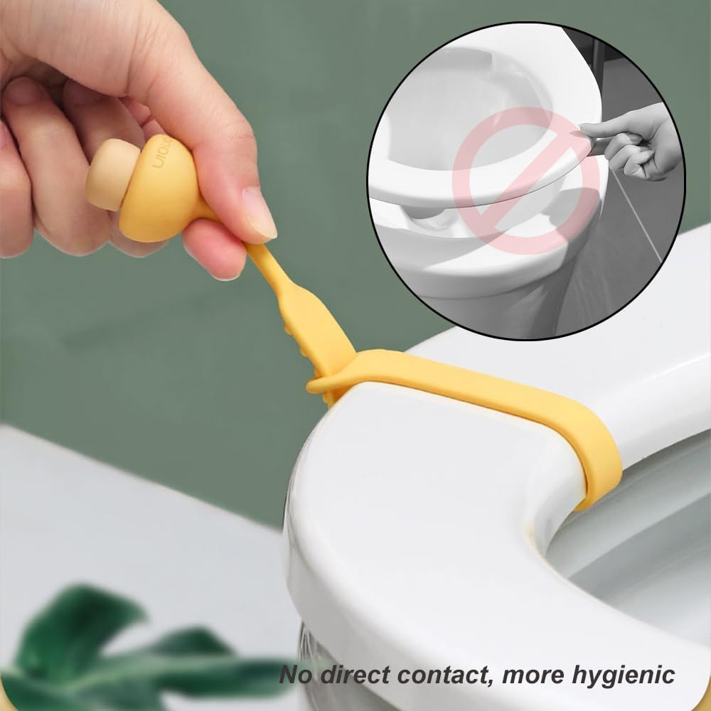 Prostuff.inยฎ Non-slip Self Stick Toilet Seat Silicone Riser Handle, Frosted Toilet Lid Lifter Adjustable Buckle Close stool Lift Handle Avoid Touching Toilet Cover Soft Handle for Bathroom 4 pcs 2