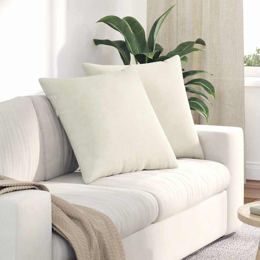Sofakissen 2er Set, Weiche Cord-Zierkissen mit Füllung, 60 x 60 cm, Dekokissen für Wohnzimmer & Schlafzimmer, Mit abnehmbarem Bezug, Stilvolle Wohndeko in Creme