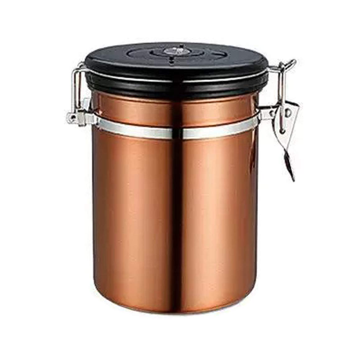 Verve Jelly Rose Gold Stainless Steel Airtight Coffee Canister, 1800Ml Vacuum Sealed Container With Cantilever Lid, Coffee Storage With Co2-Release Valve And Date Tracker