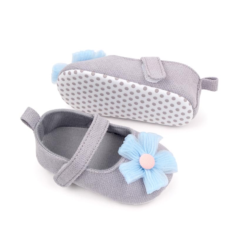 Baby Girls Cotton Mary Jane Shoes Anti-Slip Soft Sole Toddler Floral Princess Dress Flats3