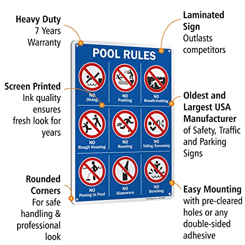 Cartel metálico SmartSign 14 x 10 pulgadas para piscina miniatura 4