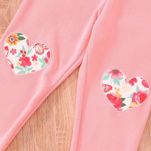 Image of DDSOL Toddler Girl Clothes Raglan Sleeve Peplum Top Heart Embroidery Pant Set Fall Winter Clothing 2-8 Years