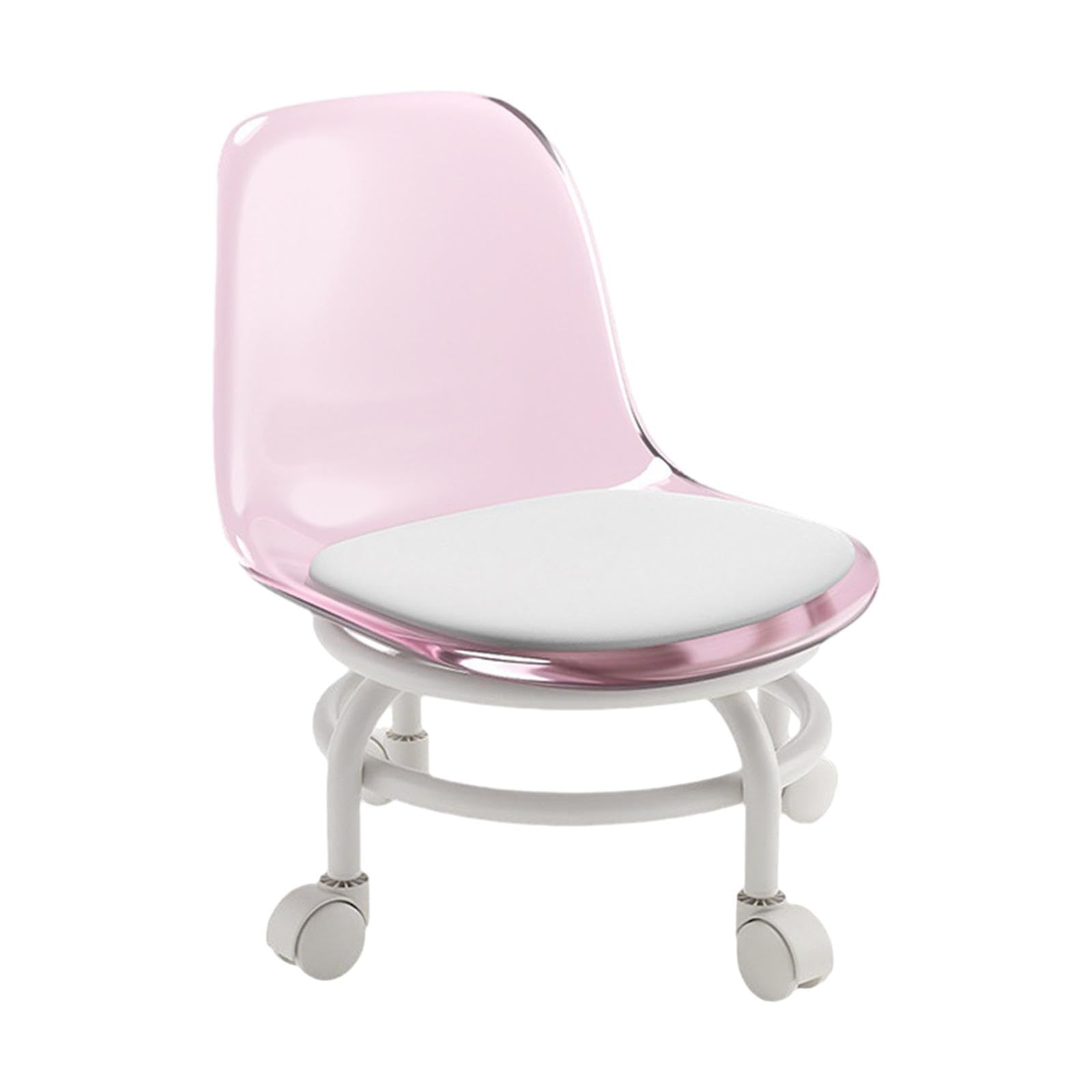 Taburete móvil con Respaldo, Taburete Giratorio de 360 Grados para Uso en Limpieza y pedicura, Rosado, Individual
