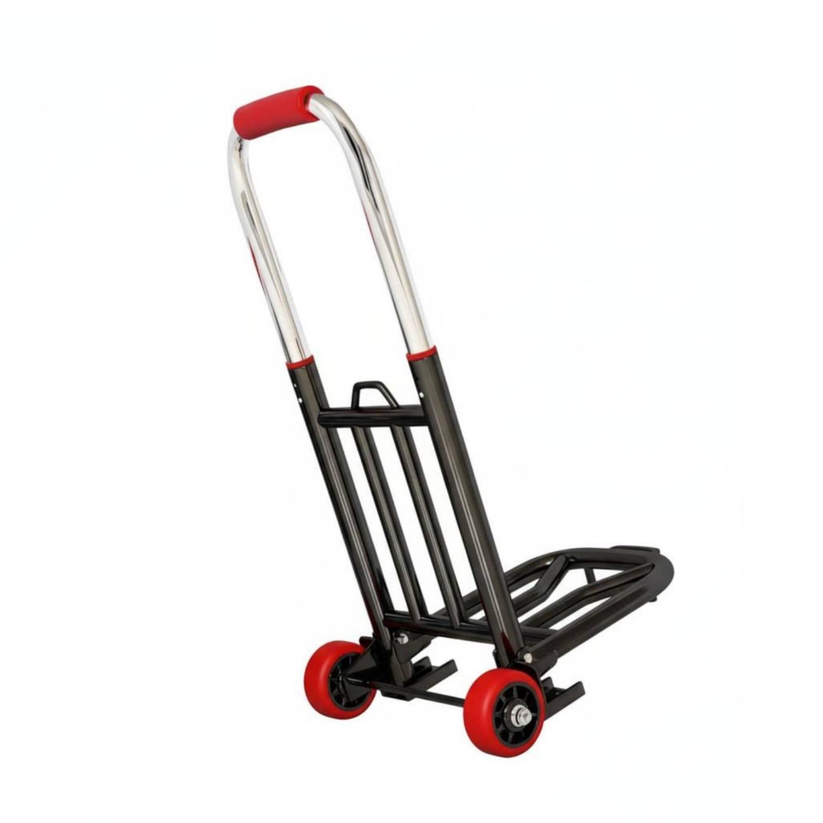 Gepäckwagen Tragbarer Handwagen Sackkarre Transportkarre Klappbar mit Verstellbarem Griff aus Robustem Metall Und Leisen Rollen für Müheloses Schieben, 28MM, Deluxe Verst. Pu