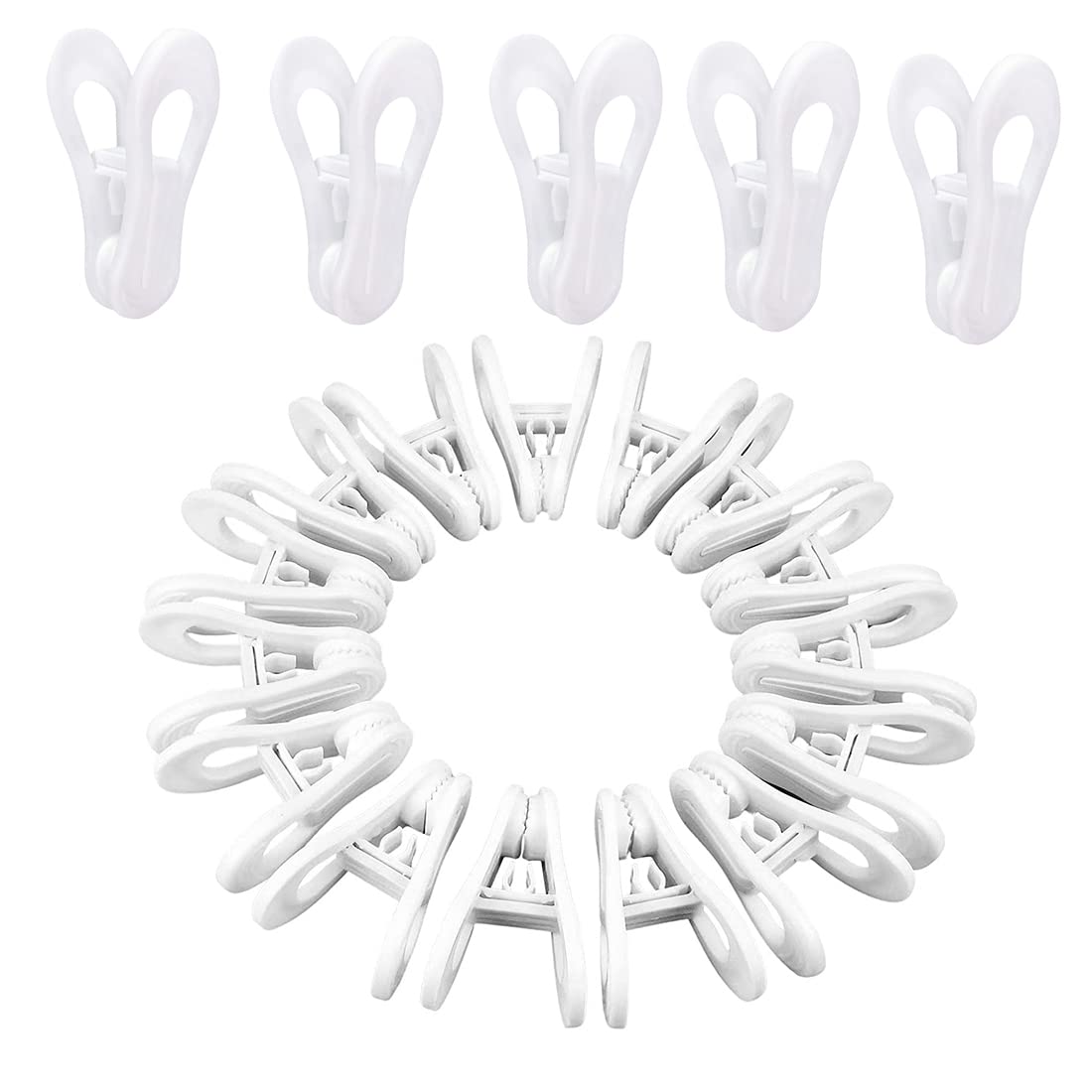 Laundry Clips for Clothes, Non Slip Large Strong Grip Clothes Multi-Purpos 20 Pieces Cloth Clip - Hanger Clips, Slim-line Plastic Finger Clips Clothes Pants Hanger Clips Laundry Kitchen Outdoor