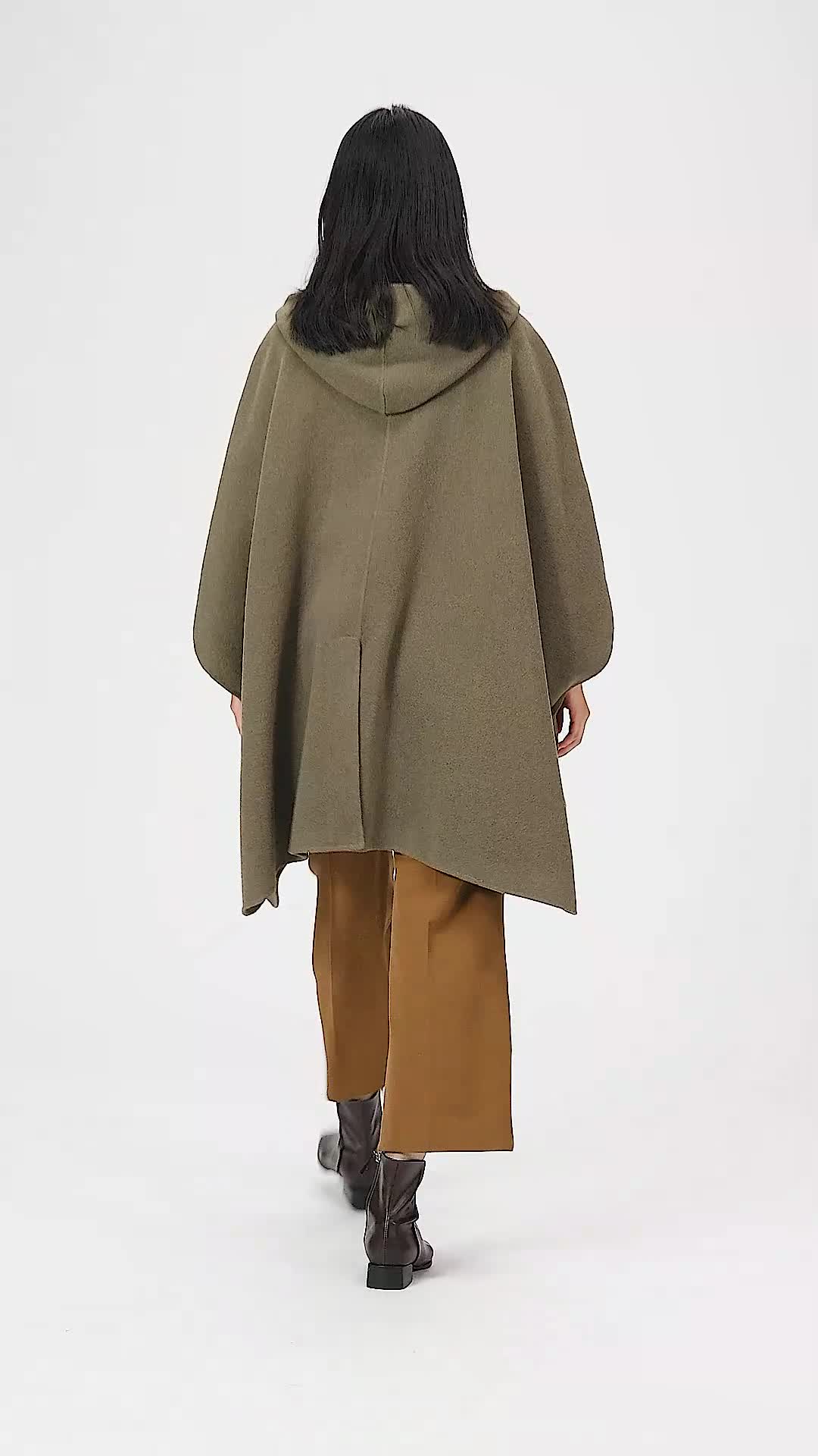 Amazon.co.jp: [ミラオーウェン] フード付きポンチョ接結コート