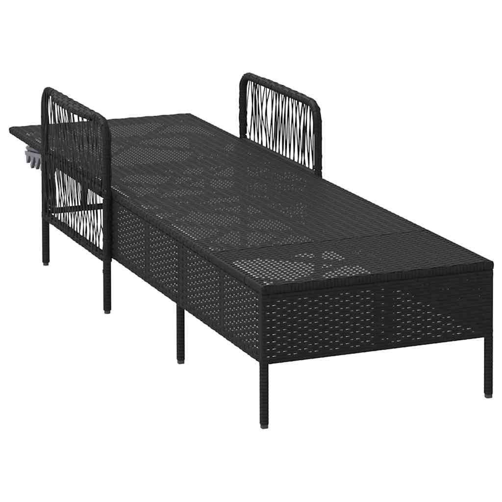 Tumbona de jardín (55 x 200 x 92 cm, polirotino, chaise longue de jardín, respaldo ajustable, baño de sol, muebles para playa, terraza, balcón