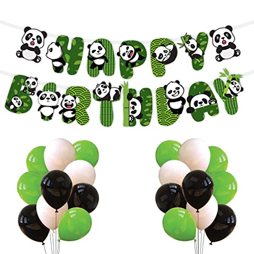 Image of FestikoCute Cartoon Panda Birthday Decoration Supplies (51 Pcs), Children Party Decoration,Girl Birthday Party Decoration Full Birthday Set Banner & Balloons for Birthday Decoration