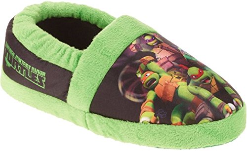 Nickelodeon Boy's Teenage Mutant Ninja Turtles Slippers (7-8 M US Toddler, Green/Black)