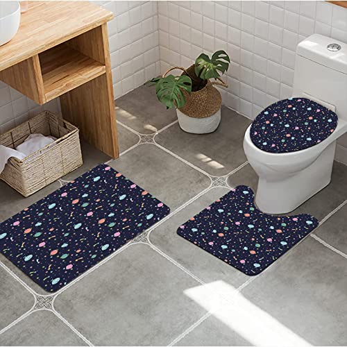 3 teiliges Badematten Set rutschfest U-FöRmige Duschvorleger,4. Juli Dekor, Aquarell stilisierte amerikanische Soldaten… – Bild 5