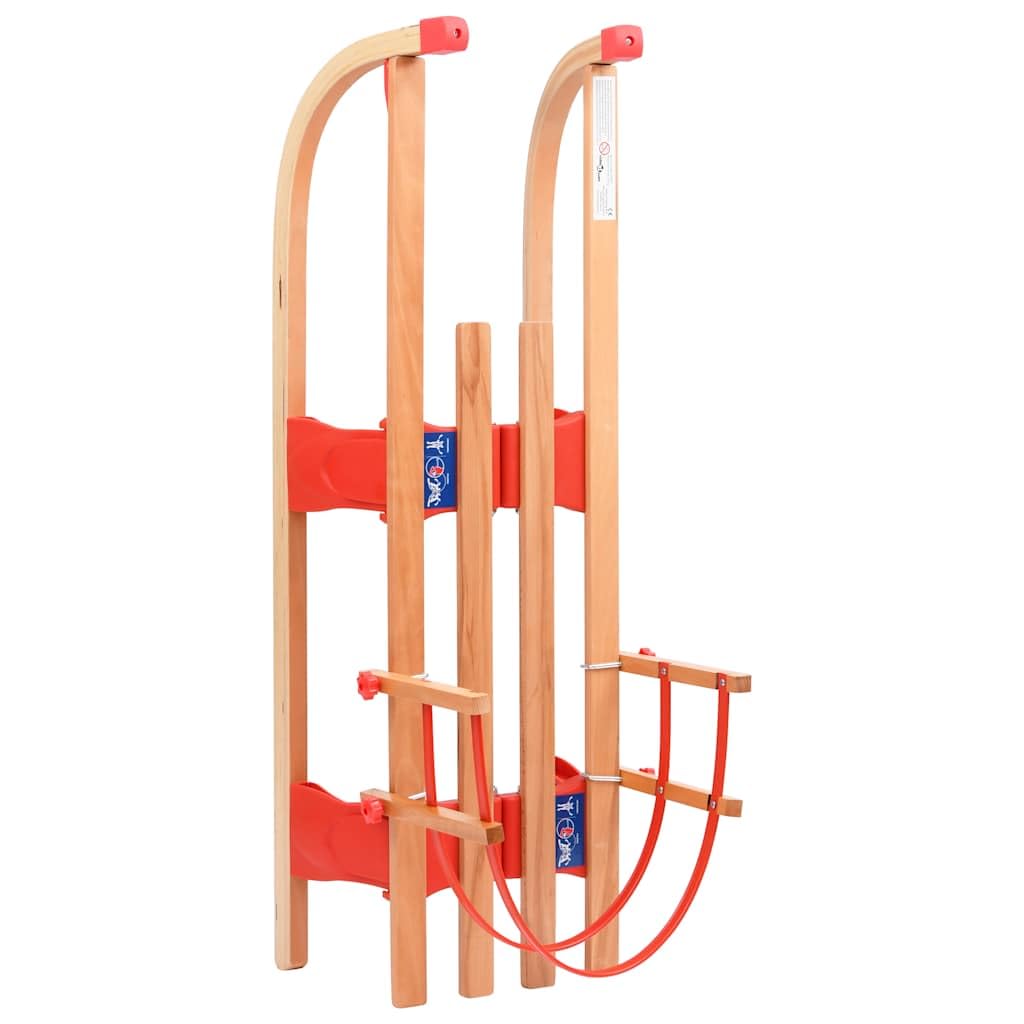 Klappschlitten Holz mit Rückenlehne robuste Metallkufen Zugseil faltbar leicht Kinder Erwachsene Winter Outdoor Berg Piste Rodel Spaß