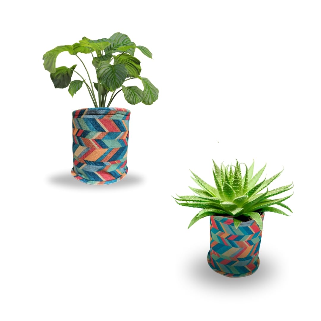 Whizzgrow Designer Grow Bag Heavy Duty Geo Fabric Plant Pot with Colourful Pattern Lightweight Bags Ideal for Gardening Balcony Terrace (Round, 400 GSM 6 x 6 x 6 inch Pack of 2) (B0CQNK6Q31) Amazon Price History, Amazon Price Tracker