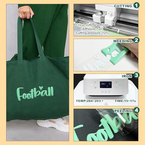 Image of Mint Green Puff Vinyl Heat Transfer - 12 inch x 5ft 3D Puff HTV Vinyl, Puffy Iron-On for Fabrics, Perfect for T-Shirts, Bags, Pillows, Compatible with Cricut & Cameo