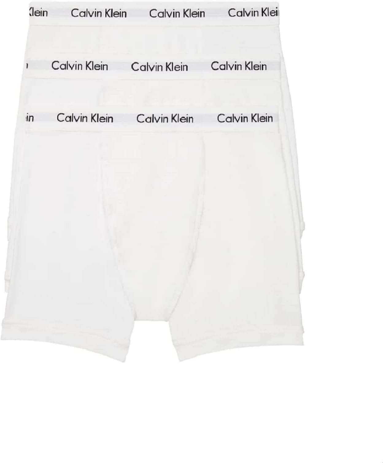 Calvin Klein Boxer Shorts (NB2616) Men's 3-Piece Set, Long Boxers, Solid Color, Logo, Long Length, 3-Piece Set, Black, White, CK Underwear, Men's Underwear, S, White Set